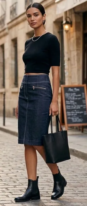 Lauren Ralph Lauren Pencil Denim Skirt with Zipped Pockets. Size 4. thumbnail 1
