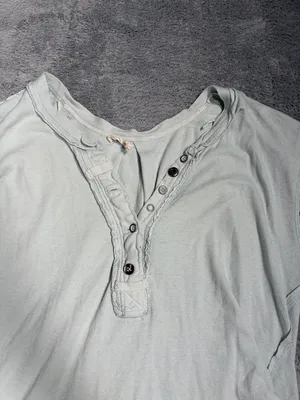 Free People we the free light mint Short Sleeve Henley Top heritage XS thumbnail 2