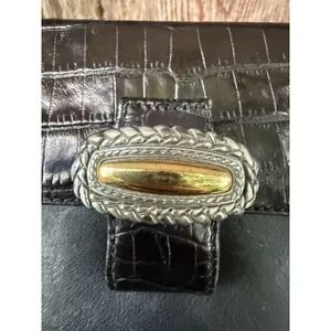 Brighton Leather Handbag Purse Shoulder Bag Brown‎ Black Croc Embossed Crossbody thumbnail 4
