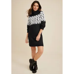 Maurices Fair Isle Sweater Dress Size XXL Turtleneck Mini Knee Length Cozy Knit thumbnail 8
