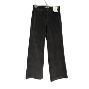 Madewell The Petite Wide-Leg Pant in Corduroy Black Coal Size 26P thumbnail 5