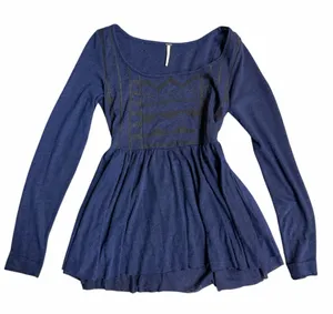 Free People Long Sleeve Babydoll Top Size Large thumbnail 1