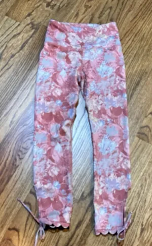 Daily Practice Pink Floral‎ Leggings Size S Scalloped Hem Ankle Tie Yoga thumbnail 1