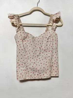 ianni bini retro coquette karen blouse flower garden ivory pink thumbnail 2