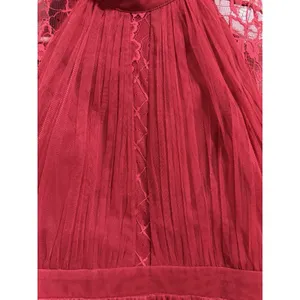 Little Mistress Lace Long Sleeve High Neck Maxi Dress‎ Red Women's Size 6 thumbnail 14