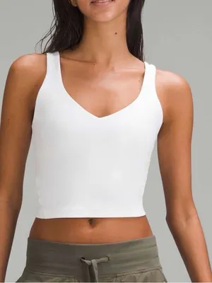 lululemon athletica White V-Neck Bandeau Crop Top thumbnail 1