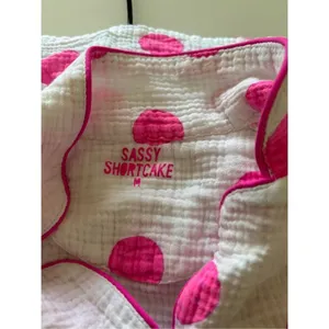 Sassy Shortcake Pink Polka Dot Gauze Pajama Top Button Front Medium thumbnail 2