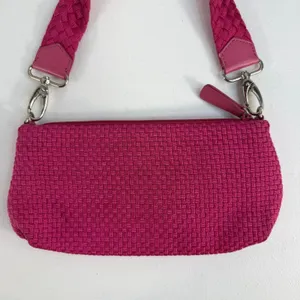 Vtg Y2K The Sak Small Pink Woven Shoulder Bag‎ Silver Zipper Femme Twee Crochet thumbnail 3