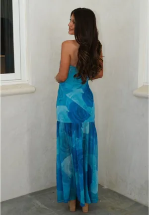 These Three Boutique Blue Strapless Maxi Dress thumbnail 2