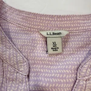 LL Bean Lavender Herringbone Organic Cotton Button Up Hi Low Shirt‎ Size XL thumbnail 12