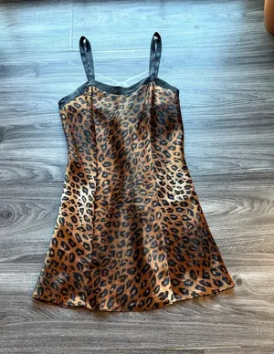 Kathy Ireland Leopard Print Satin Lingerie Slip Dress Nightie Small thumbnail 1