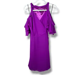NEW Lulus Bombshell Magenta Purple Off-the-Shoulder Flirty Wrap Mini Dress XL thumbnail 5