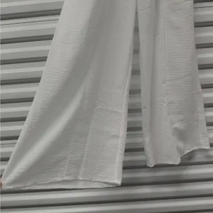Zenana Women's Pants Size Large White Wide Leg Boho Festival Coastal Vacation thumbnail 6
