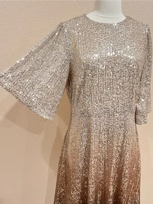 Old Navy Silver to Bronze Warm Ombre Sequin Mini Dress Size Large thumbnail 5