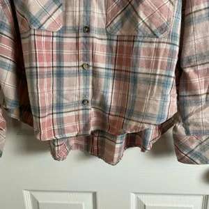 Oversized Plaid Flannel Shirt Button thumbnail 5