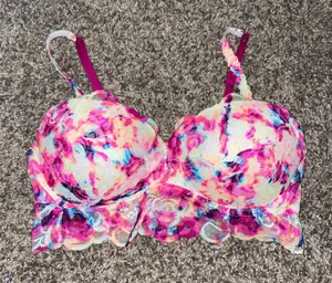 PINK lace padded bralette thumbnail 1