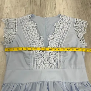 Chicwish V-Neck Lace Panelled Sleeveless Maxi Dress Baby Blue Cottagecore Feminine thumbnail 14