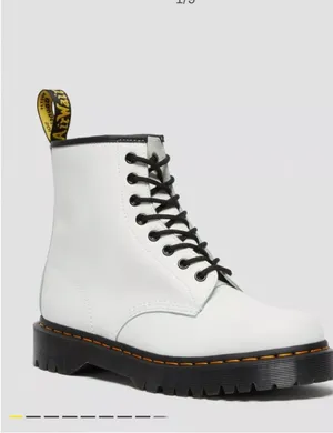 Dr. Martens White Leather 8-Eye Lace-Up Platform Boots with Black Laces thumbnail 2