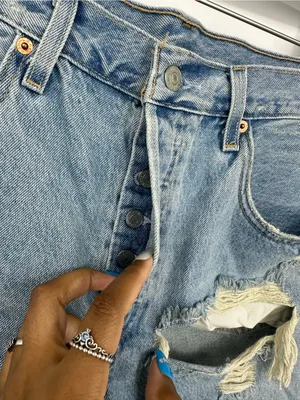 Levi's 501 Distressed Button Fly High Waisted Denim Shorts Size 31 Boho thumbnail 4