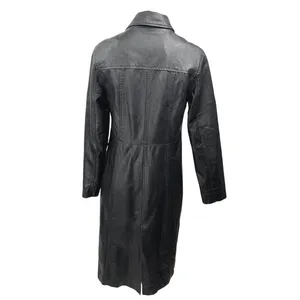 Urban Outfitters Black Faux Vegan Leather Button Up Long Coat Rain Jacket Sz S thumbnail 2