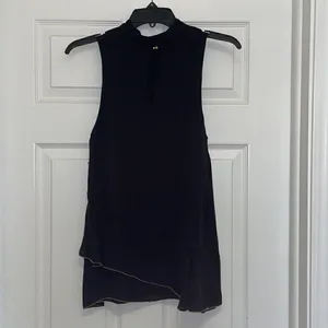 Parker Sleeveless Halter Roslyn Top - Black with Gold Trim, NWT thumbnail 6