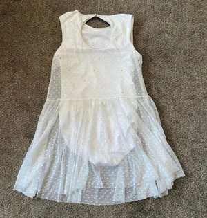 White Lyrical Dance Costume Size L thumbnail 3