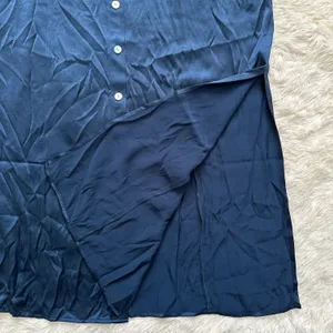 Dress Satin Button-Front Midi Classic Indigo 8 NWT New thumbnail 9