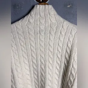 Abercrombie & Fitch Cable Easy Funnel Neck Sweater in Cream. Size Medium thumbnail 6
