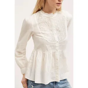 NEW Anthropologie Floreat Women Cotton Top 6 Ivory Embroidered Cottage Peasant‎ thumbnail 5