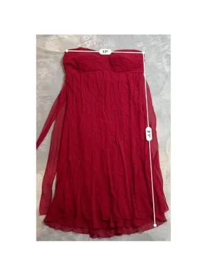 Red Silk Midi Strapless Dress 14 Midi-Maxi thumbnail 4