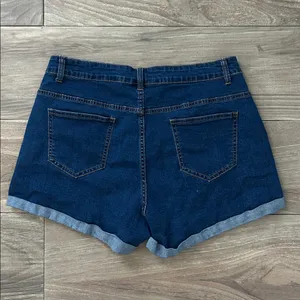 Amazon Stretchy Dark Blue Denim Roll-Cuff Women's Shorts thumbnail 3