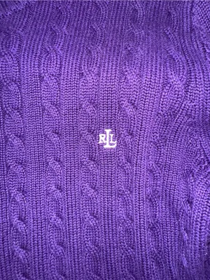 Lauren Ralph Lauren Purple Cable Knit Crewneck Cotton Sweater XL thumbnail 6