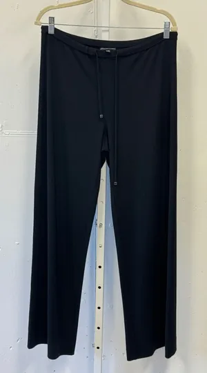 Adrienne Vittadini Black Wide Leg Drawstring‎ Trousers Size 6 Dress Pants Career thumbnail 1