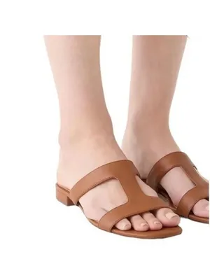 J. Crew Leather Hazel Cutout Flat Sandals Rich Oak Size 8 retail $138 thumbnail 13