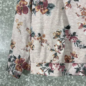 Gypsies & Moondust Pink Floral Neck Cutout Sweatshirt - Size Large - Lightweight thumbnail 4