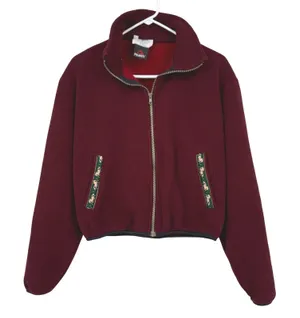 Miller's Sportific Collection‎ Polartec Fleece Jacket Burgundy Horse Trim Zip Up thumbnail 1