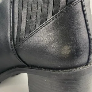 Zara Women's Black Leather Almond Toe Chunky Block Heels Chelsea Ankle Boots 7 thumbnail 5