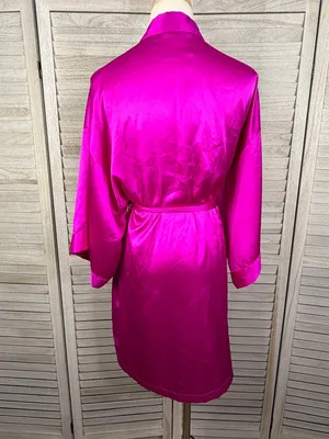 VICTORIA'S SECRET Satin Kimono Robe Fuchsia-Medium thumbnail 2