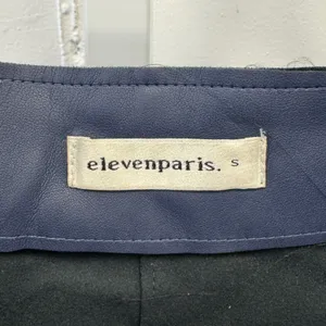 Eleven‎ Paris Navy Blue Faux Leather Mini Skirt A-Line Panel 17F2SK08 Women's Sm thumbnail 5