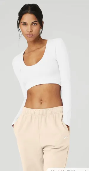 Alo Seamless Ribbed Cropped Serene Long Sleeve thumbnail 1