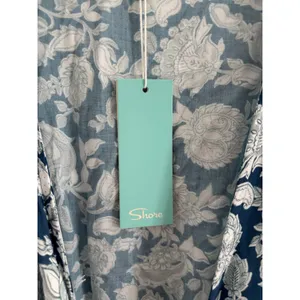 NWT Shore Womens M Blue White Paisley‎ Romper Tie Ruffle Beachy Resort Travel thumbnail 4