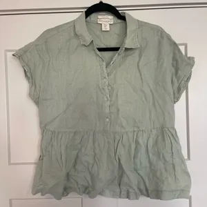 Cynthia Rowley Sage Green Peplum Blouse thumbnail 1