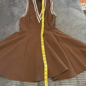 ZARA Brown Tennis Dress Sleeveless Pleated Mini Skater Fit & Flare Size S thumbnail 5