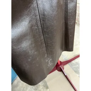leather trench coat brown double breasted Vintage 1970s sz 7 thumbnail 9