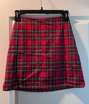 Brandy Melville Cara Plaid Skirt Red Mini thumbnail 1