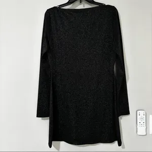 Reformation Jaelynn Knit Dress in black silver sparkle size L thumbnail 6