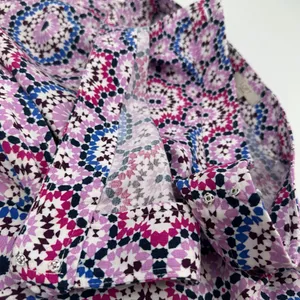 Loft Petites Skirt Womens 10P Purple Geometric Medallion Linen Blend Wrap Midi thumbnail 9