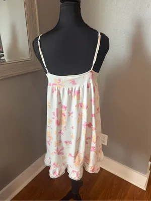 VTG Y2K Victoria's Secret floral butterfly babydoll slip dress lace ribbon XS thumbnail 5