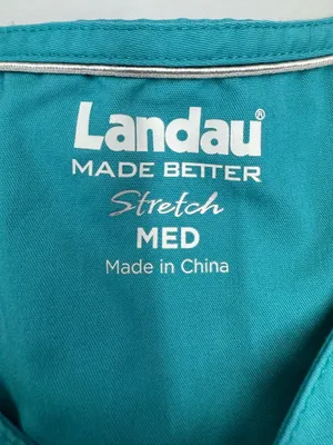Landau Teal Blue Colored Short Sleeve Scrub Top Size Medium thumbnail 6