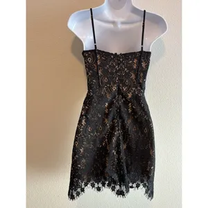 For‎ Love and Lemons XS Vika Mini Dress Black Lace Overlay Bodycon Corset thumbnail 2
